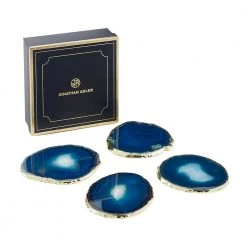 Jonathan Adler Boxed Agate Coasters Blue