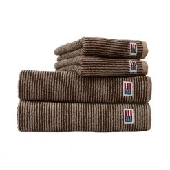 Icons Original Håndkle Fra Lexington 70x130 - Tan ; Grey Striped Brown