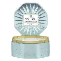 Voluspa Casa Pacifica Octagon Tin Duftlys Blue