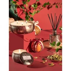 Voluspa Gilt Pomander & Hinoki Reed Diffuser Duftlys Red