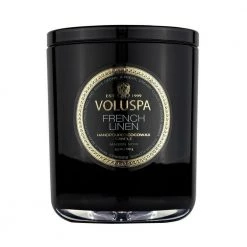 Voluspa French Linen Boxed Candle Black