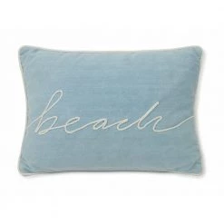 Lexington Home Beach Small Rope Text Twill Pillow Blue
