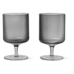 Ferm Living Ripple Wine Glasses - Set Of 2 Gray