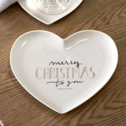 Riviera Maison Merry Christmas Heart Plate Interiør White