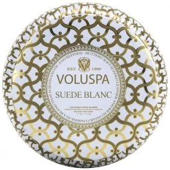 Voluspa 2-Wick I Tin Candle Suede Blanc Beige