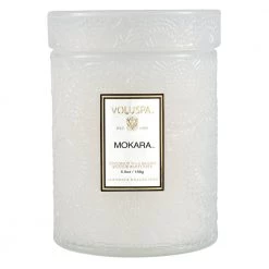 Voluspa Mini Glass Jar W.Lid - Mokara Duftlys White