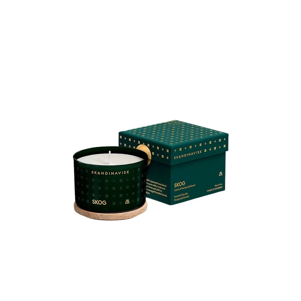 Mørkegrønn Skandinavisk Skog Scented Candle Oak Lid 90 G Interior Green 3 Mørkegrønn Skandinavisk Skog Scented Candle Oak Lid 90 G Interior Green