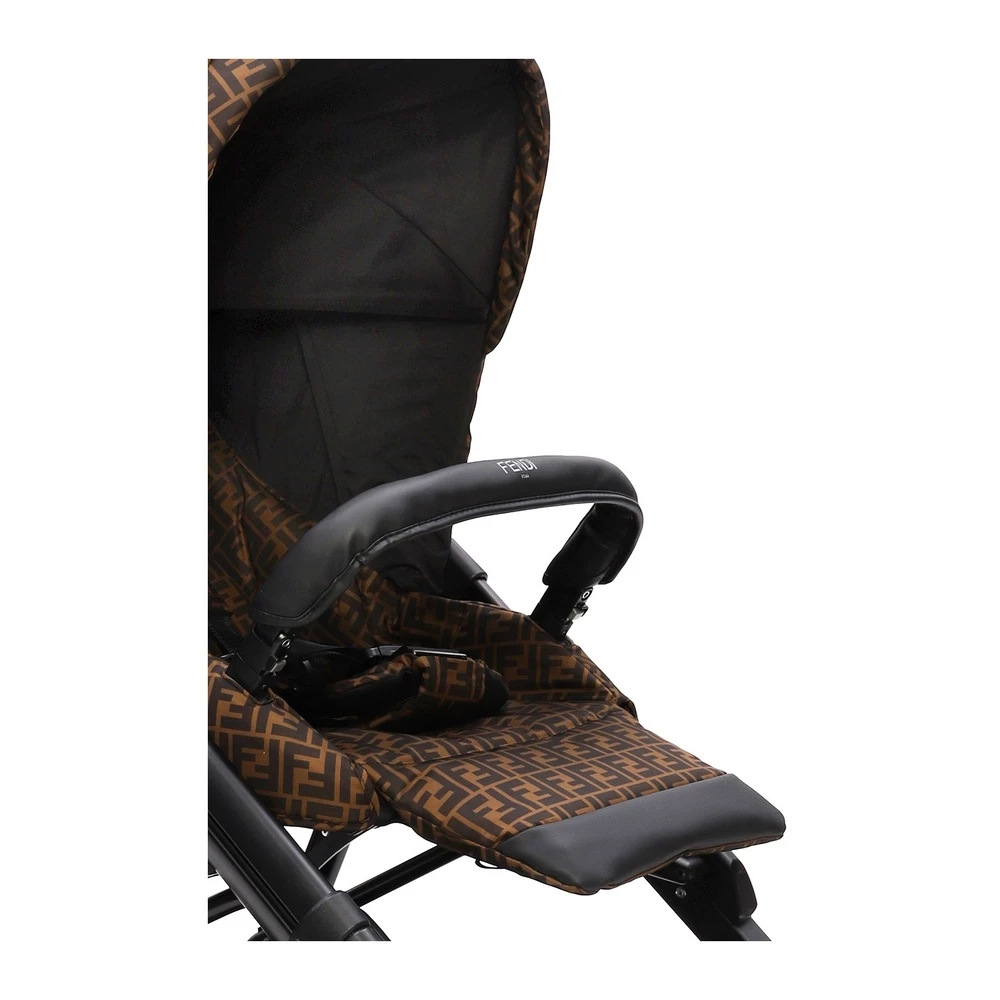 Fendi Folding Baby Stroller With Logo Brown 3 Fendi Folding Baby Stroller With Logo Brown