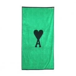 Ami Paris Beach Towel With Logo Green