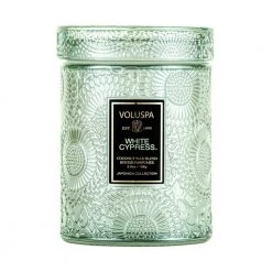 Voluspa Mini Glass Jar With Lid White Cypress Lys White