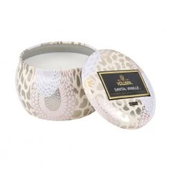 Voluspa Mini Tin Candle Santal Vanille White