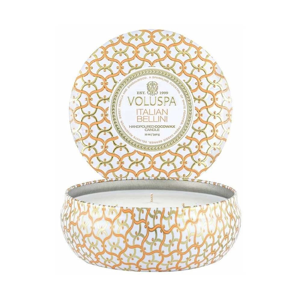 Voluspa Italian Bellini Classic 3 Wick Interior White 3 Voluspa Italian Bellini Classic 3 Wick Interior White