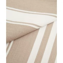 Lexington Icons Cotton Herringbone Striped Tablecloth Beige
