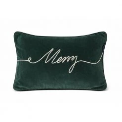 Mørkegrønn Lexington Home Merry Cotton Velvet Pillow, Green Interior Green