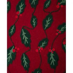 Lexington Holly Embroidered Wool Mix Pillow Cover Red