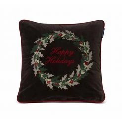 Multi Lexington Home Holly Wrath Embroidered Cotton Velvet Pillow Cover Pillowcase Black