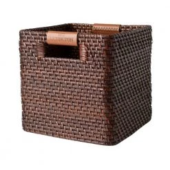 Lexington Medium Basket With Leather Detail Brown